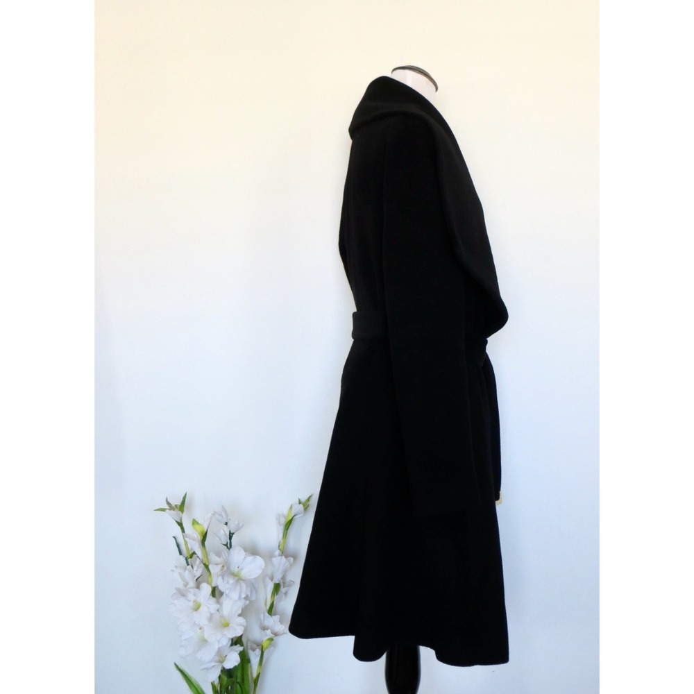 Diane Von Furstenberg Wool Blend Belted Overcoat Black SZ 8 - Picture 9 of 12